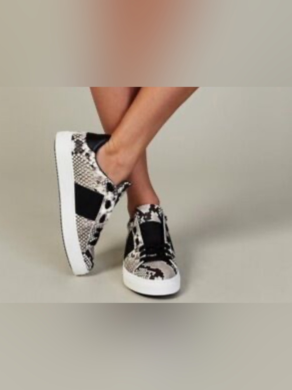 M.Gémi Designer Leather Italian Snake print black sneakers Tennis shoes